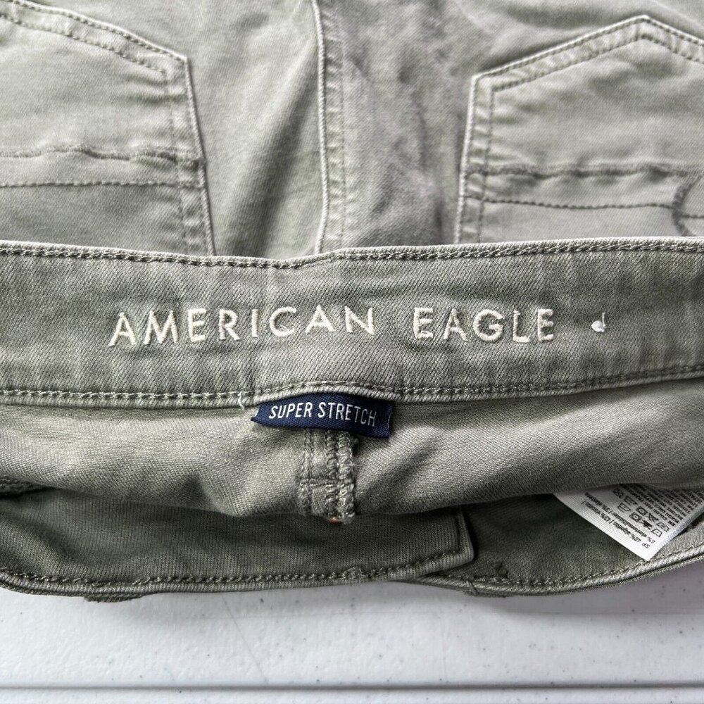 American Eagle Jegging Jeans Womens 6 Long Olive Drab Green Super Stretch Denim - Picture 4 of 11